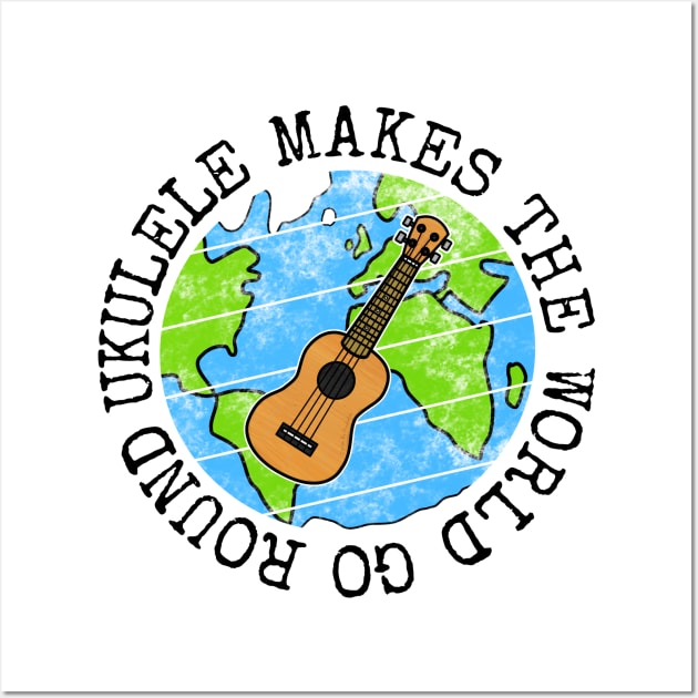 Ukulele Makes The World Go Round, Ukulelist Earth Day Wall Art by doodlerob